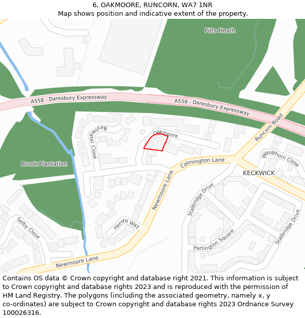 6, OAKMOORE, RUNCORN, WA7 1NR: Location map and indicative extent of plot