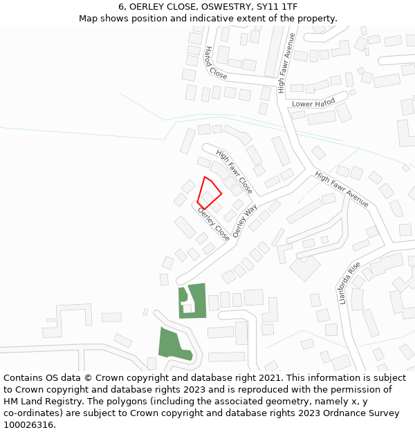 6, OERLEY CLOSE, OSWESTRY, SY11 1TF: Location map and indicative extent of plot