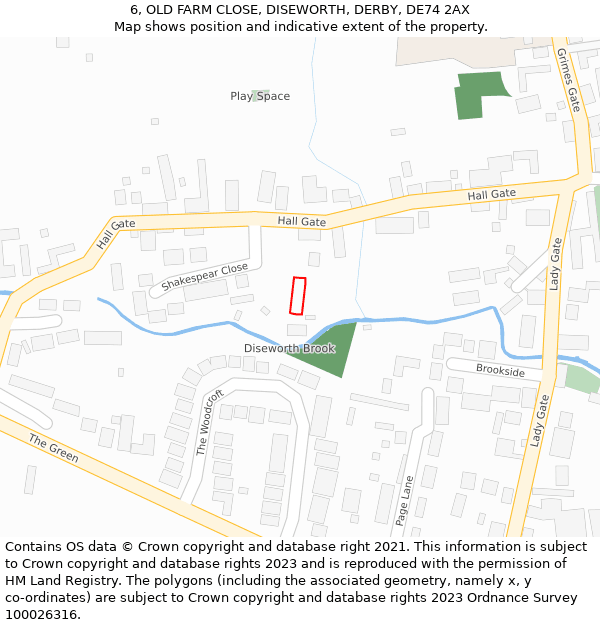 6, OLD FARM CLOSE, DISEWORTH, DERBY, DE74 2AX: Location map and indicative extent of plot
