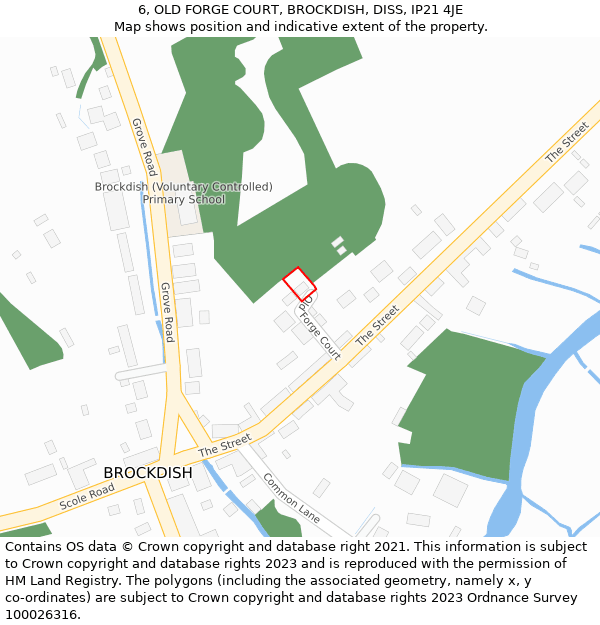 6, OLD FORGE COURT, BROCKDISH, DISS, IP21 4JE: Location map and indicative extent of plot