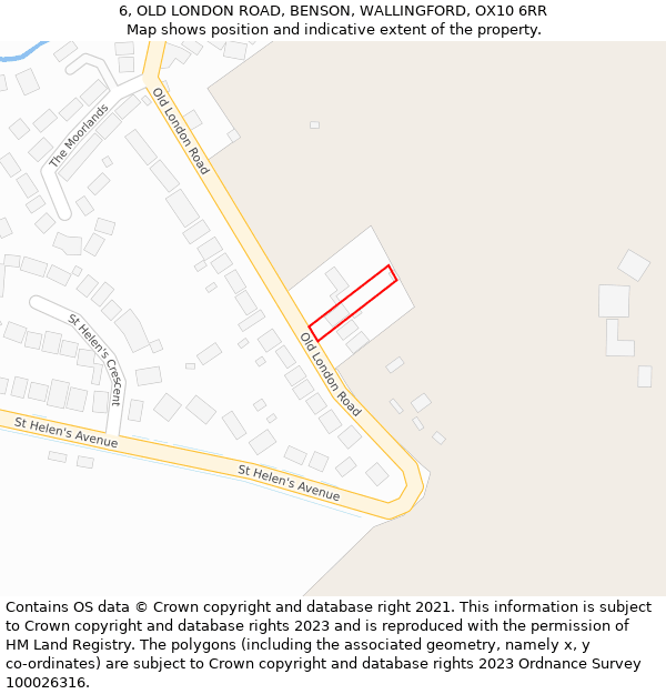 6, OLD LONDON ROAD, BENSON, WALLINGFORD, OX10 6RR: Location map and indicative extent of plot