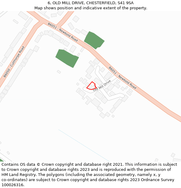 6, OLD MILL DRIVE, CHESTERFIELD, S41 9SA: Location map and indicative extent of plot