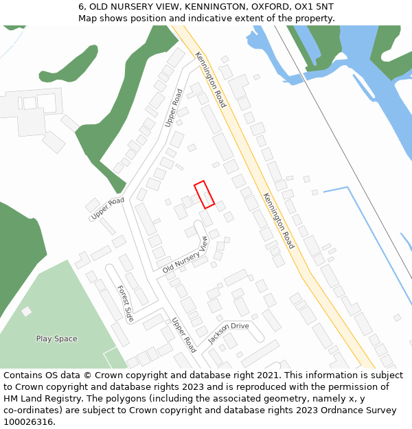 6, OLD NURSERY VIEW, KENNINGTON, OXFORD, OX1 5NT: Location map and indicative extent of plot