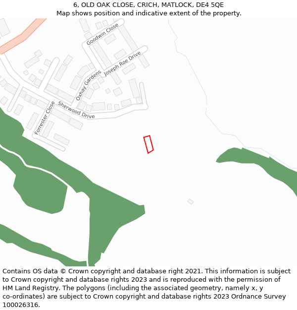 6, OLD OAK CLOSE, CRICH, MATLOCK, DE4 5QE: Location map and indicative extent of plot