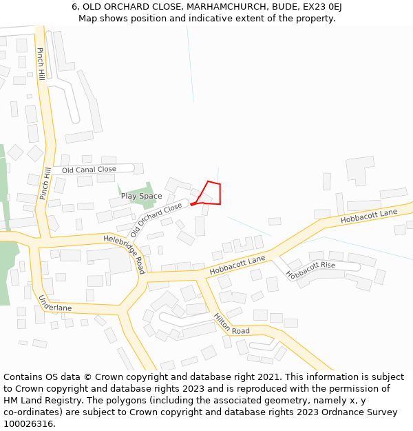 6, OLD ORCHARD CLOSE, MARHAMCHURCH, BUDE, EX23 0EJ: Location map and indicative extent of plot