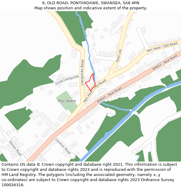 6, OLD ROAD, PONTARDAWE, SWANSEA, SA8 4PN: Location map and indicative extent of plot