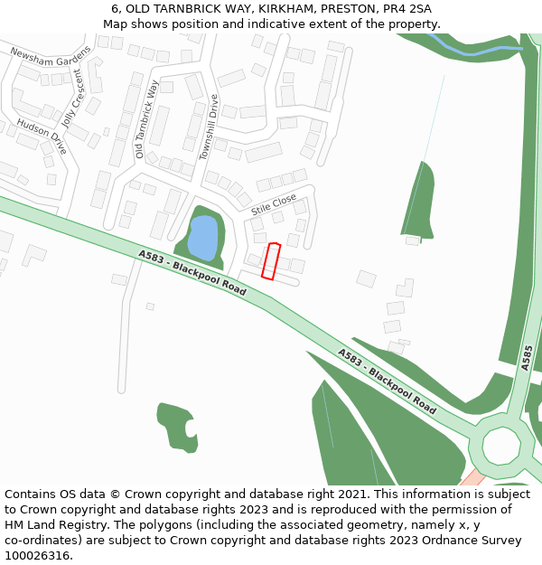 6, OLD TARNBRICK WAY, KIRKHAM, PRESTON, PR4 2SA: Location map and indicative extent of plot