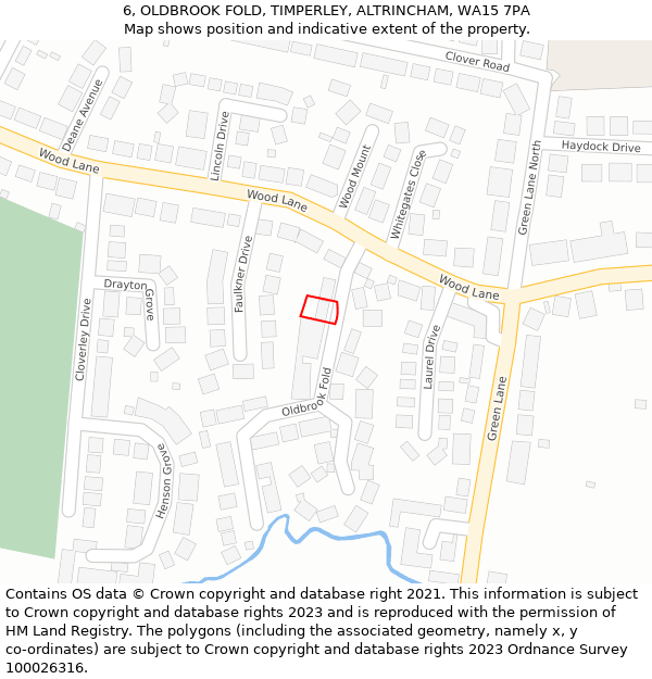 6, OLDBROOK FOLD, TIMPERLEY, ALTRINCHAM, WA15 7PA: Location map and indicative extent of plot