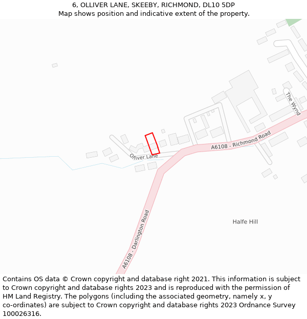 6, OLLIVER LANE, SKEEBY, RICHMOND, DL10 5DP: Location map and indicative extent of plot