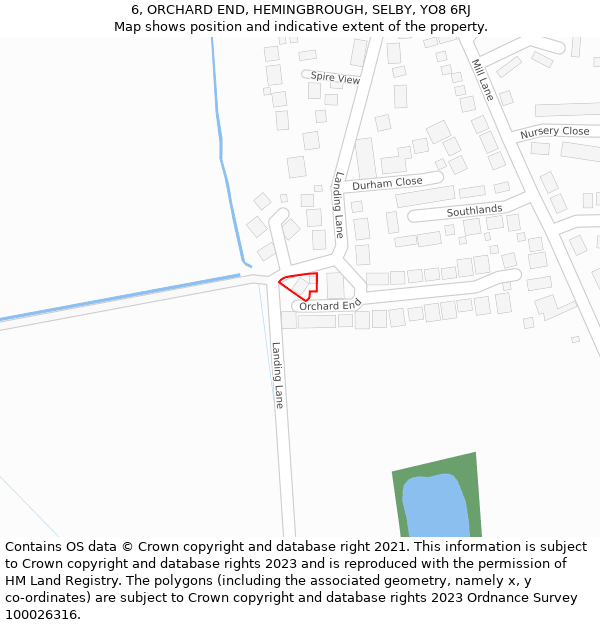 6, ORCHARD END, HEMINGBROUGH, SELBY, YO8 6RJ: Location map and indicative extent of plot