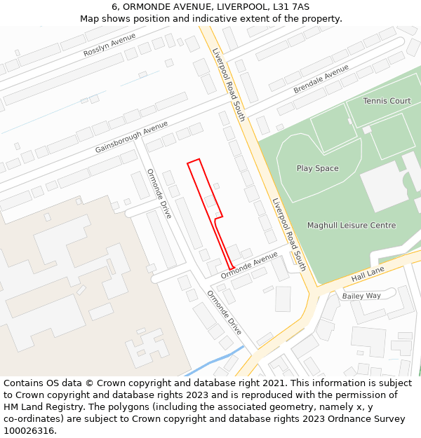 6, ORMONDE AVENUE, LIVERPOOL, L31 7AS: Location map and indicative extent of plot