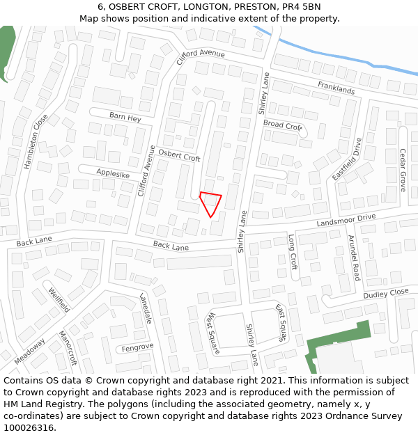 6, OSBERT CROFT, LONGTON, PRESTON, PR4 5BN: Location map and indicative extent of plot