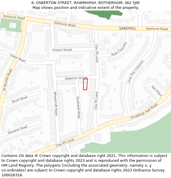 6, OSBERTON STREET, RAWMARSH, ROTHERHAM, S62 5JW: Location map and indicative extent of plot