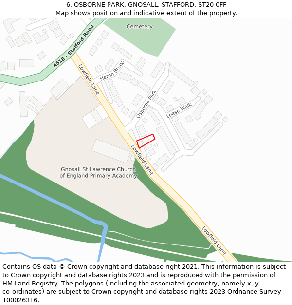 6, OSBORNE PARK, GNOSALL, STAFFORD, ST20 0FF: Location map and indicative extent of plot