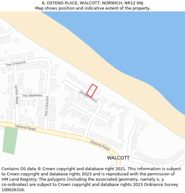 6, OSTEND PLACE, WALCOTT, NORWICH, NR12 0NJ: Location map and indicative extent of plot