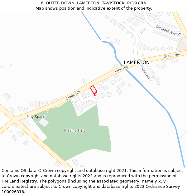 6, OUTER DOWN, LAMERTON, TAVISTOCK, PL19 8RA: Location map and indicative extent of plot