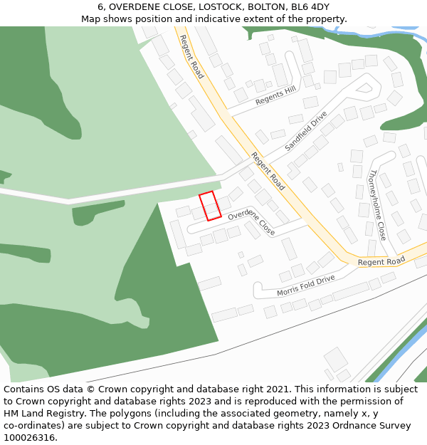 6, OVERDENE CLOSE, LOSTOCK, BOLTON, BL6 4DY: Location map and indicative extent of plot