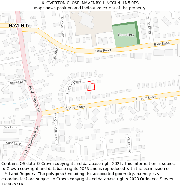 6, OVERTON CLOSE, NAVENBY, LINCOLN, LN5 0ES: Location map and indicative extent of plot