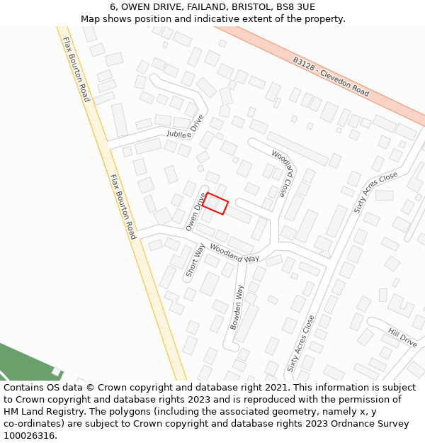 6, OWEN DRIVE, FAILAND, BRISTOL, BS8 3UE: Location map and indicative extent of plot