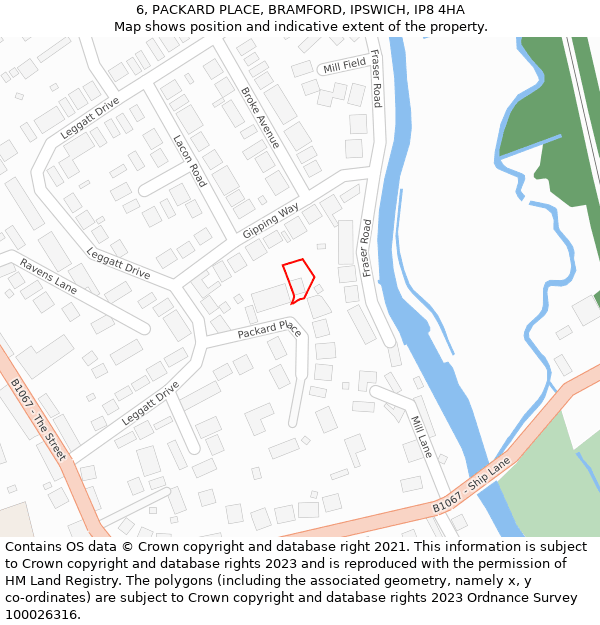 6, PACKARD PLACE, BRAMFORD, IPSWICH, IP8 4HA: Location map and indicative extent of plot