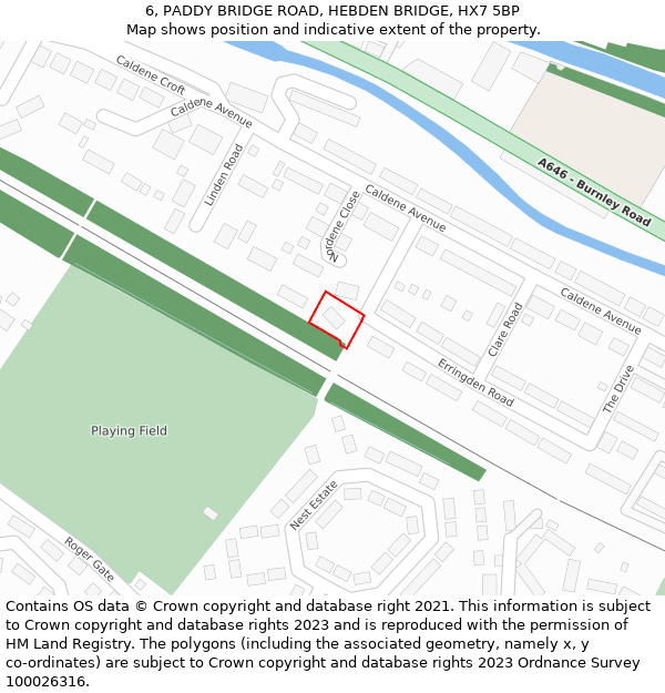 6, PADDY BRIDGE ROAD, HEBDEN BRIDGE, HX7 5BP: Location map and indicative extent of plot