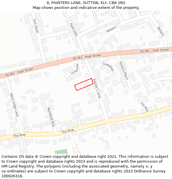 6, PAINTERS LANE, SUTTON, ELY, CB6 2NS: Location map and indicative extent of plot