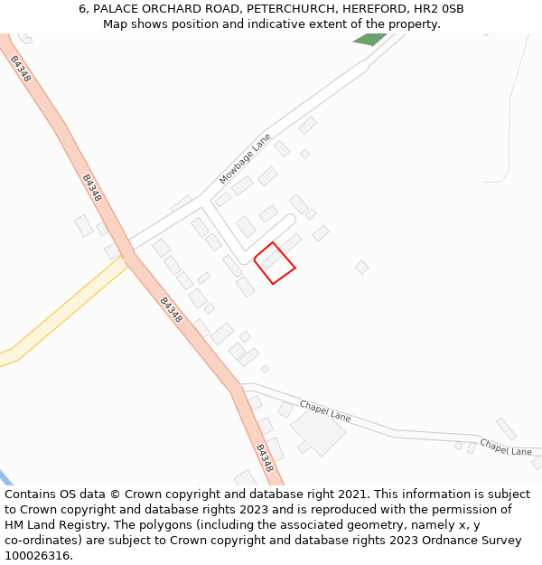 6, PALACE ORCHARD ROAD, PETERCHURCH, HEREFORD, HR2 0SB: Location map and indicative extent of plot