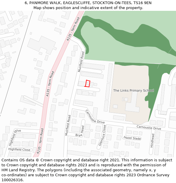 6, PANMORE WALK, EAGLESCLIFFE, STOCKTON-ON-TEES, TS16 9EN: Location map and indicative extent of plot