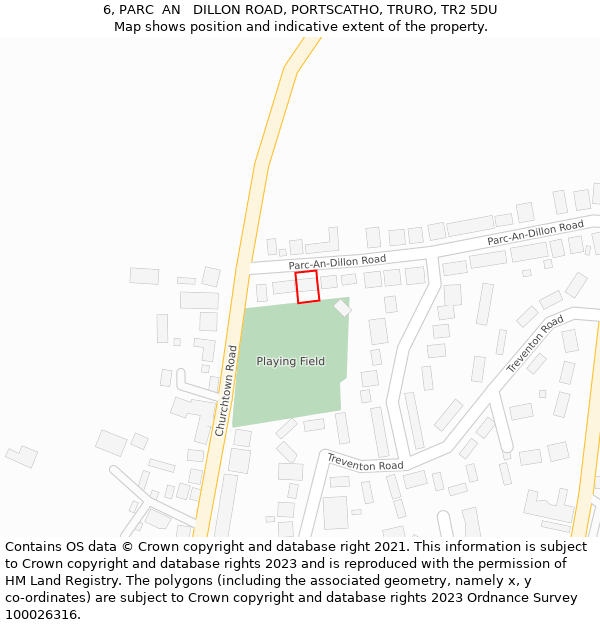 6, PARC  AN   DILLON ROAD, PORTSCATHO, TRURO, TR2 5DU: Location map and indicative extent of plot