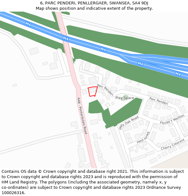 6, PARC PENDERI, PENLLERGAER, SWANSEA, SA4 9DJ: Location map and indicative extent of plot