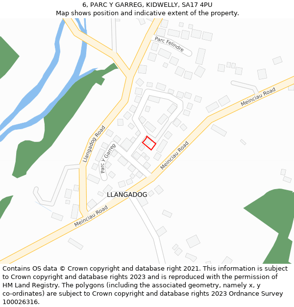6, PARC Y GARREG, KIDWELLY, SA17 4PU: Location map and indicative extent of plot