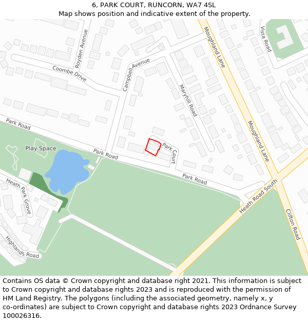6, PARK COURT, RUNCORN, WA7 4SL: Location map and indicative extent of plot