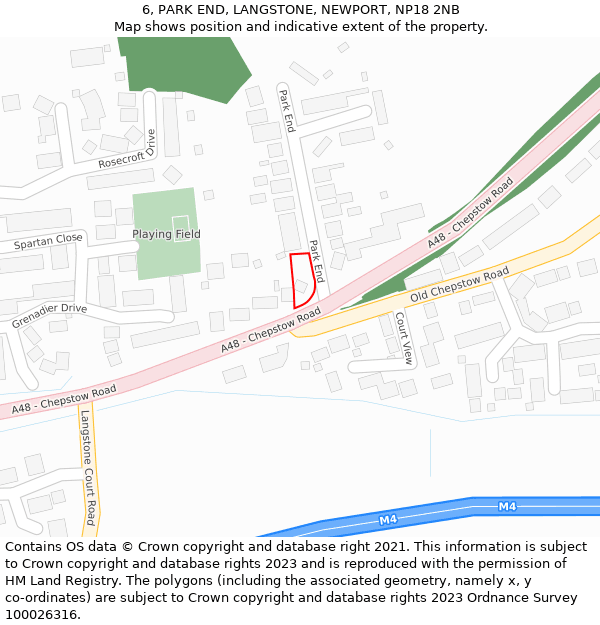 6, PARK END, LANGSTONE, NEWPORT, NP18 2NB: Location map and indicative extent of plot