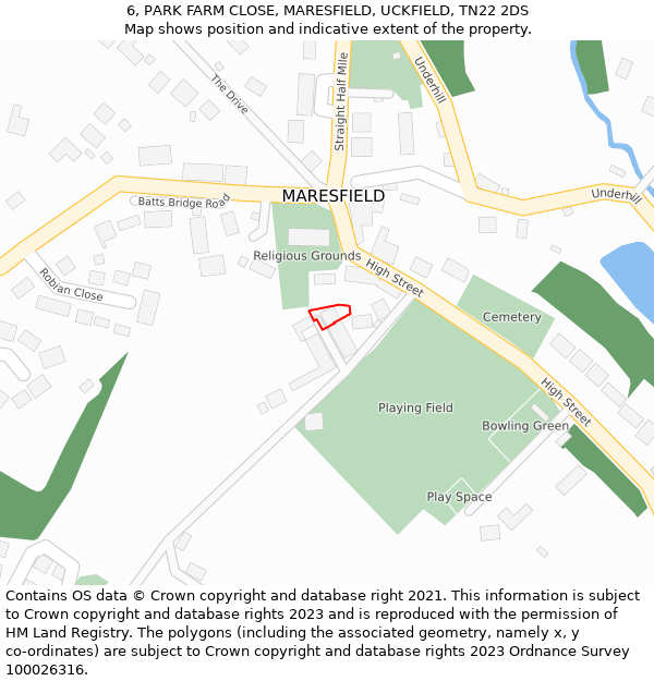 6, PARK FARM CLOSE, MARESFIELD, UCKFIELD, TN22 2DS: Location map and indicative extent of plot