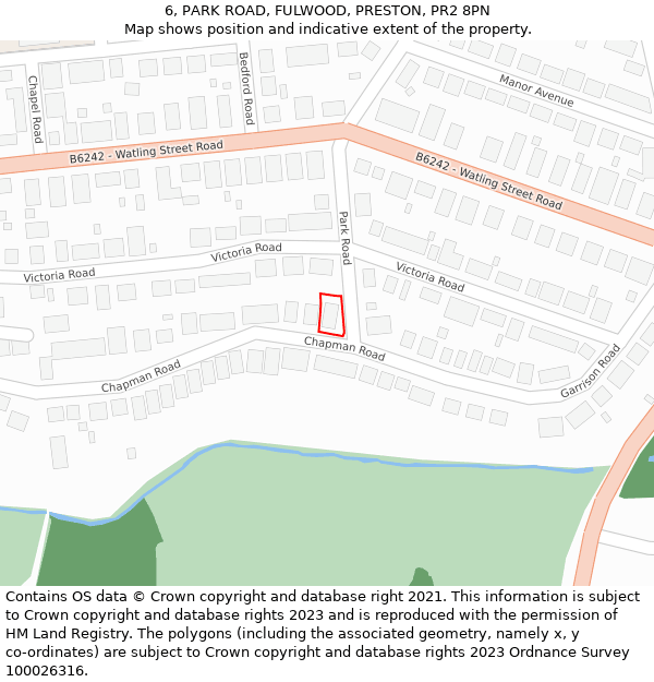 6, PARK ROAD, FULWOOD, PRESTON, PR2 8PN: Location map and indicative extent of plot