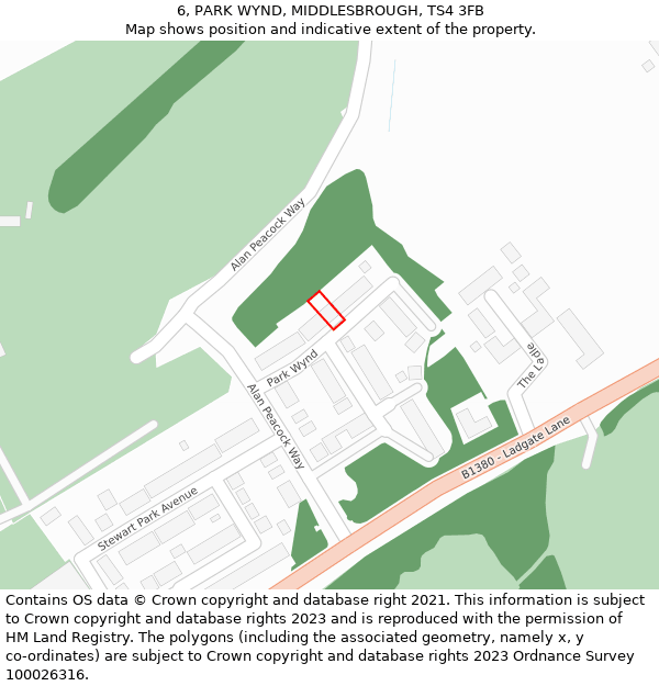 6, PARK WYND, MIDDLESBROUGH, TS4 3FB: Location map and indicative extent of plot