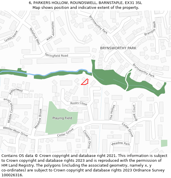 6, PARKERS HOLLOW, ROUNDSWELL, BARNSTAPLE, EX31 3SL: Location map and indicative extent of plot