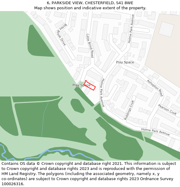 6, PARKSIDE VIEW, CHESTERFIELD, S41 8WE: Location map and indicative extent of plot