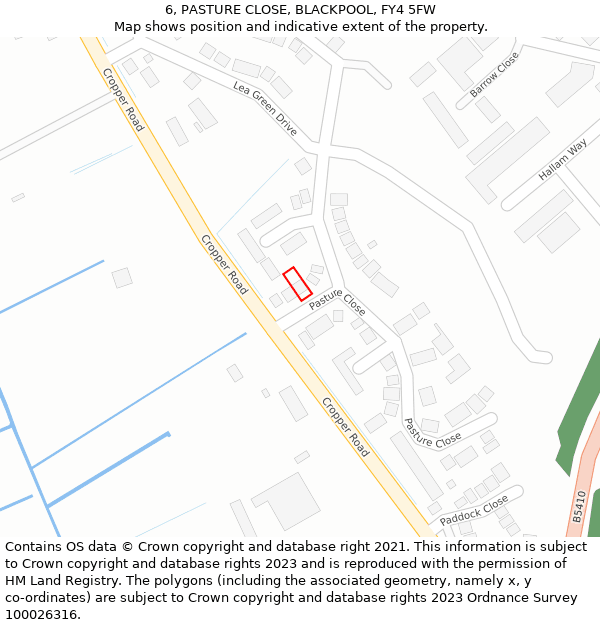 6, PASTURE CLOSE, BLACKPOOL, FY4 5FW: Location map and indicative extent of plot