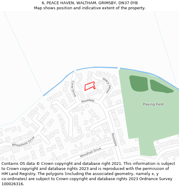 6, PEACE HAVEN, WALTHAM, GRIMSBY, DN37 0YB: Location map and indicative extent of plot
