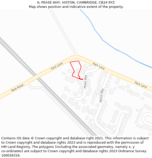 6, PEASE WAY, HISTON, CAMBRIDGE, CB24 9YZ: Location map and indicative extent of plot