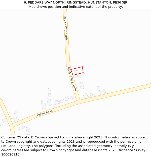 6, PEDDARS WAY NORTH, RINGSTEAD, HUNSTANTON, PE36 5JP: Location map and indicative extent of plot