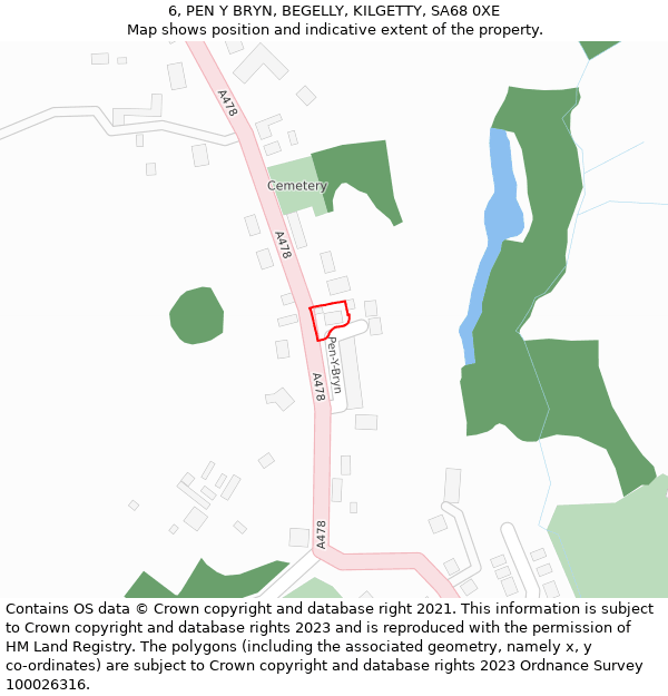 6, PEN Y BRYN, BEGELLY, KILGETTY, SA68 0XE: Location map and indicative extent of plot