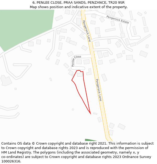 6, PENLEE CLOSE, PRAA SANDS, PENZANCE, TR20 9SR: Location map and indicative extent of plot