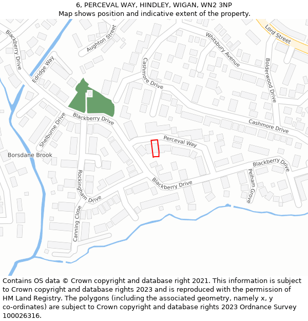 6, PERCEVAL WAY, HINDLEY, WIGAN, WN2 3NP: Location map and indicative extent of plot