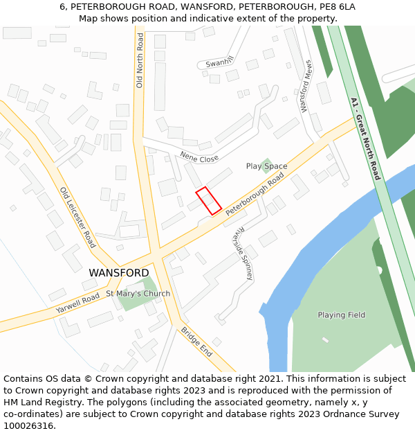 6, PETERBOROUGH ROAD, WANSFORD, PETERBOROUGH, PE8 6LA: Location map and indicative extent of plot