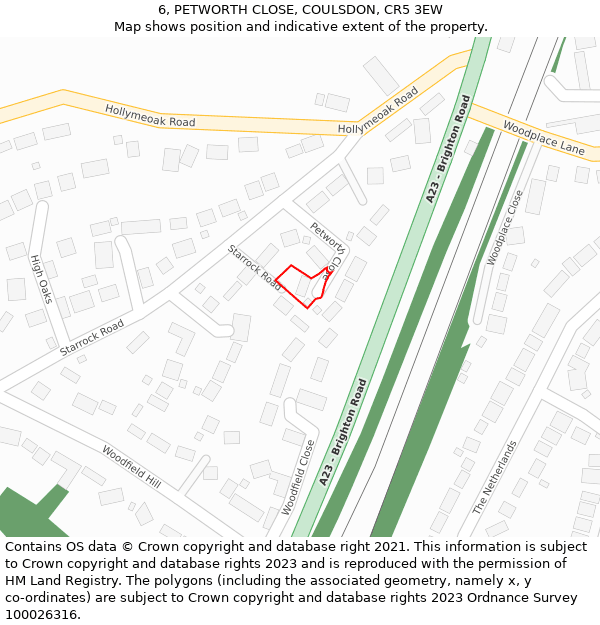 6, PETWORTH CLOSE, COULSDON, CR5 3EW: Location map and indicative extent of plot