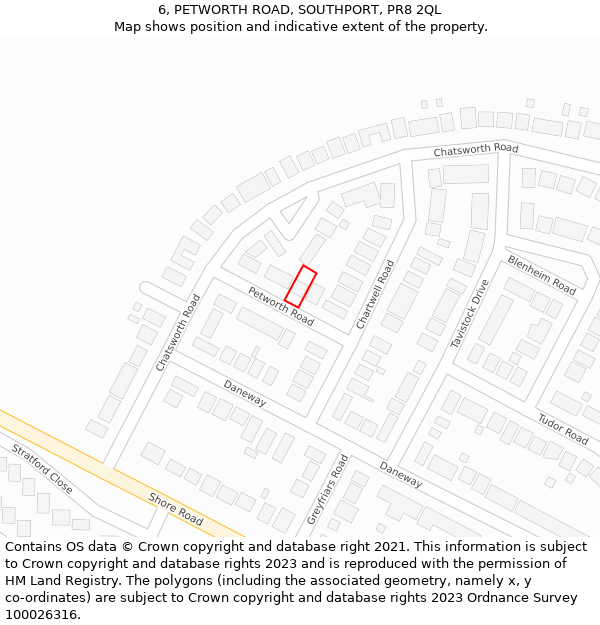 6, PETWORTH ROAD, SOUTHPORT, PR8 2QL: Location map and indicative extent of plot