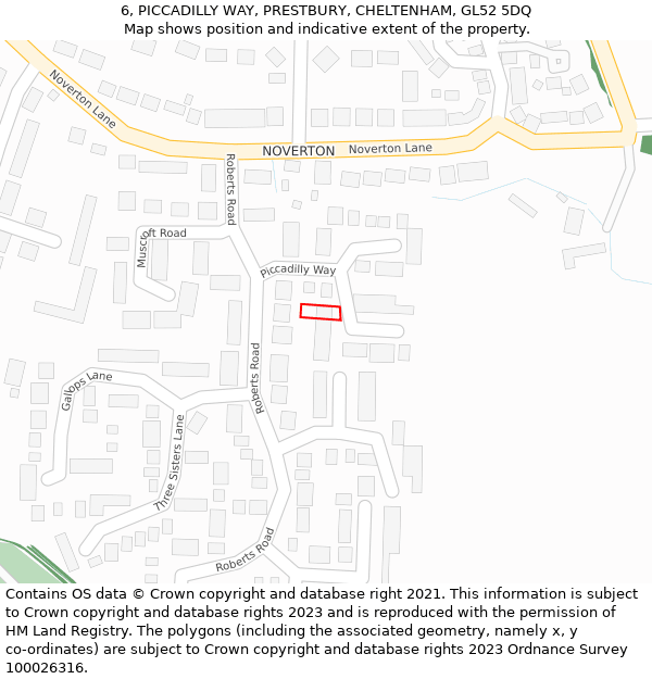 6, PICCADILLY WAY, PRESTBURY, CHELTENHAM, GL52 5DQ: Location map and indicative extent of plot