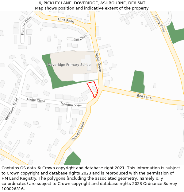 6, PICKLEY LANE, DOVERIDGE, ASHBOURNE, DE6 5NT: Location map and indicative extent of plot